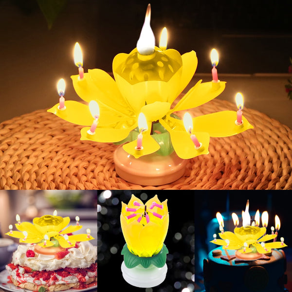 Rotating Musical Magic Birthday Flower Candle - Birthday candle