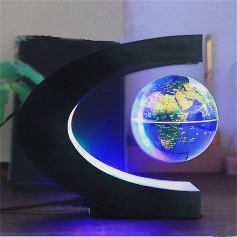 Magnetic Levitation Floating World Map Globe with C Shape Base, 3" Rotating Planet Earth Globe LED Light Lamp- Gifts for Kids, Home Office Desk Decoration