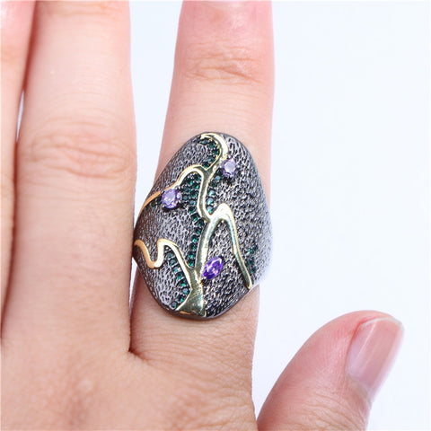 Luxury Black Gold Ring for Women